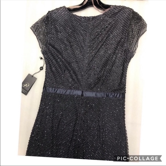 Adrianna Papell charcoal beaded cap sleeve dress - Picture 8 of 8